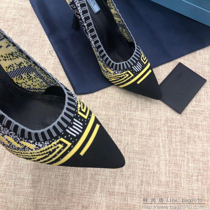 PRADA普拉達 2019頂級版本 刺繡系列 春夏時尚 高跟尖頭單鞋 網紅同款  ljl1046